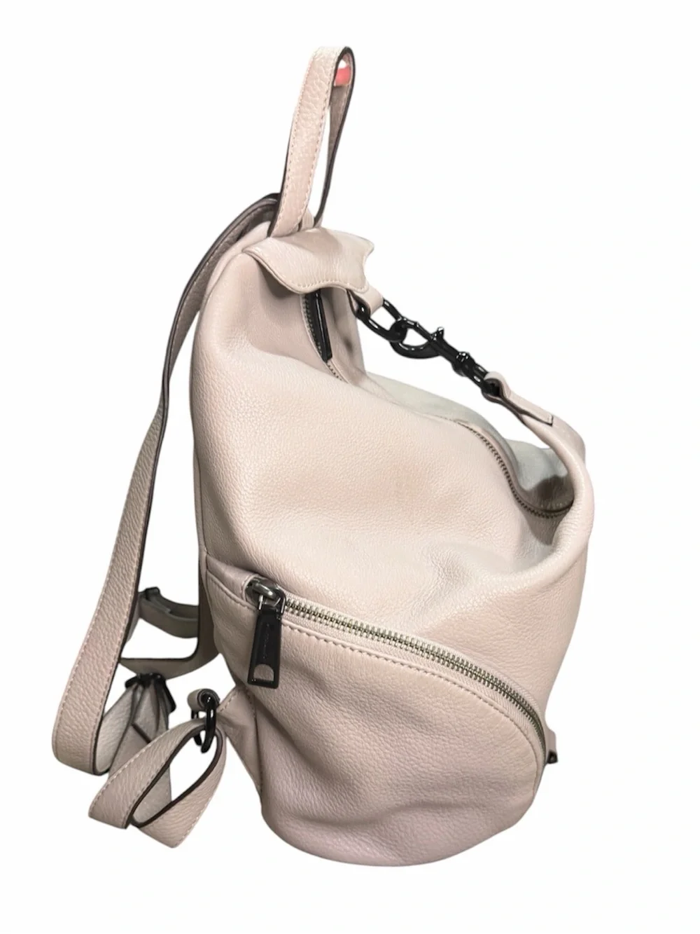 Rebecca Minkoff Pebbled Leather Large Julian Backpack in Bone - Black Hardware
